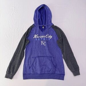 District Kansas City Royals Hoodie Womens Small Purple Gray Raglan Pullover KC